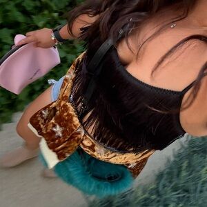 Tabitha Webb Furry blue green purse
